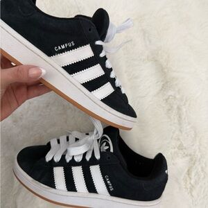 adidas Black and White Campus Suede Sneakers